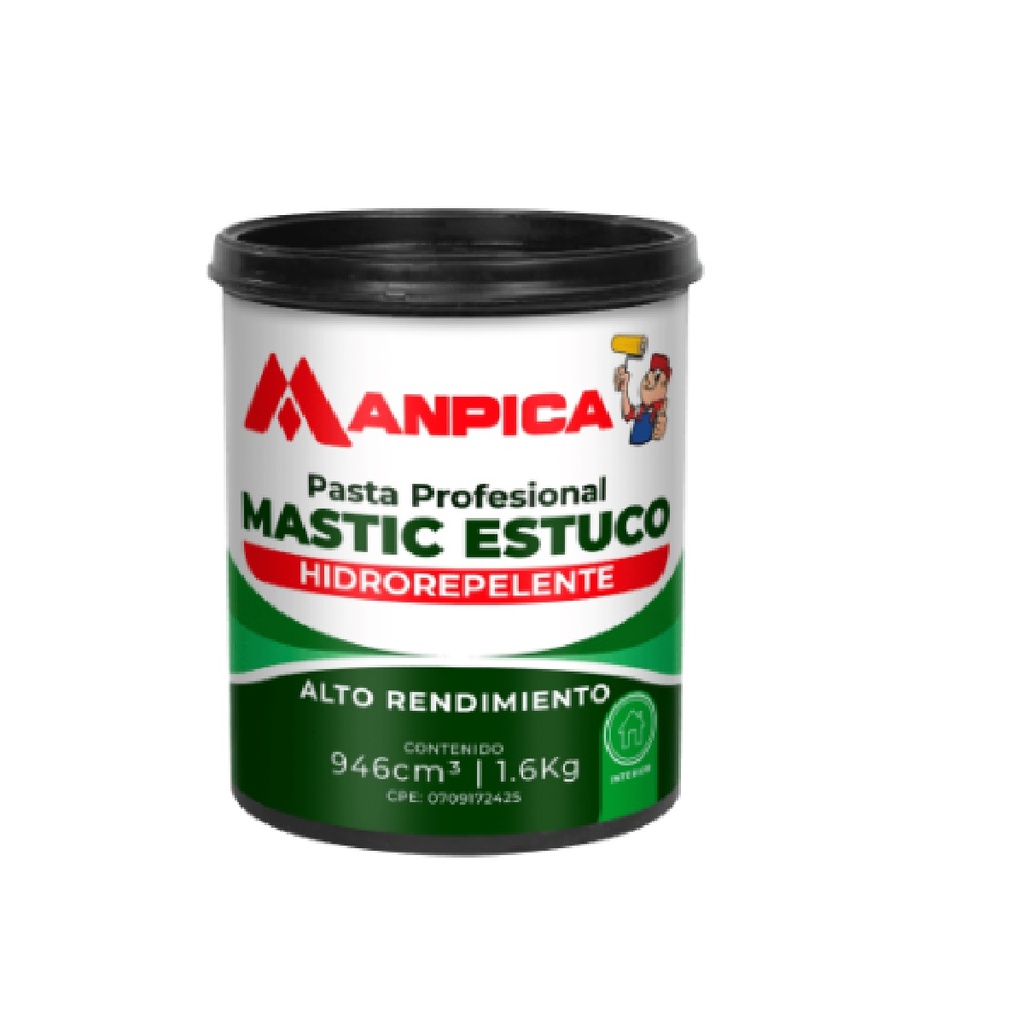 PASTA PROFESIONAL 1/4 GL (1.6 KG) MASTIC ESTUCO HIDROREPELENTE REF. PEH-100-04 MARCA MANPICA