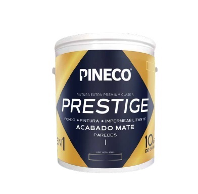PINTURA DE CAUCHO MATE PRESTIGE 3 EN 1 CLASE AAA 04 GL ( PAILA ) COLOR BLANCO REF. 0102AAA1P MARCA PINECO