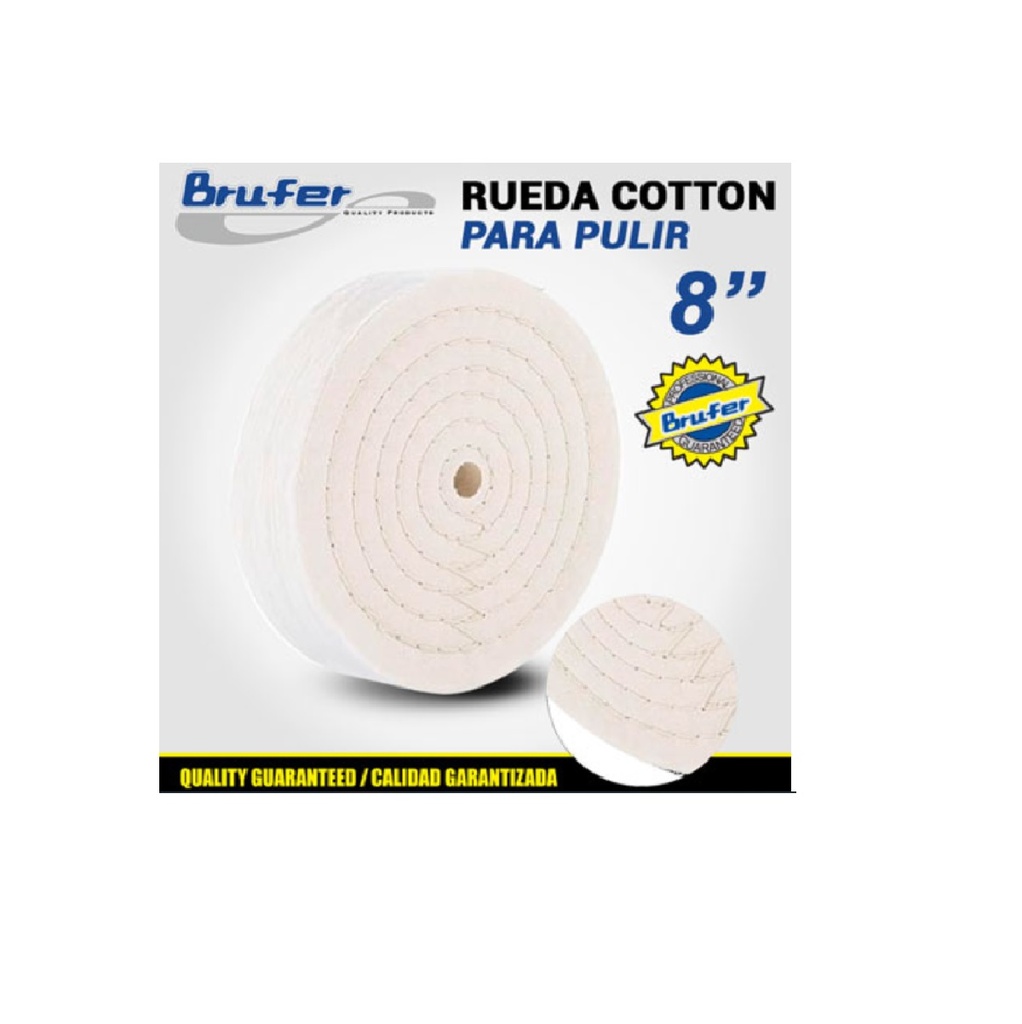 RUEDA DE COTTON ( DISCO ALGODON ) PARA PULIR 8" X 50 HOJAS REF. 491001 MARCA BRUFER