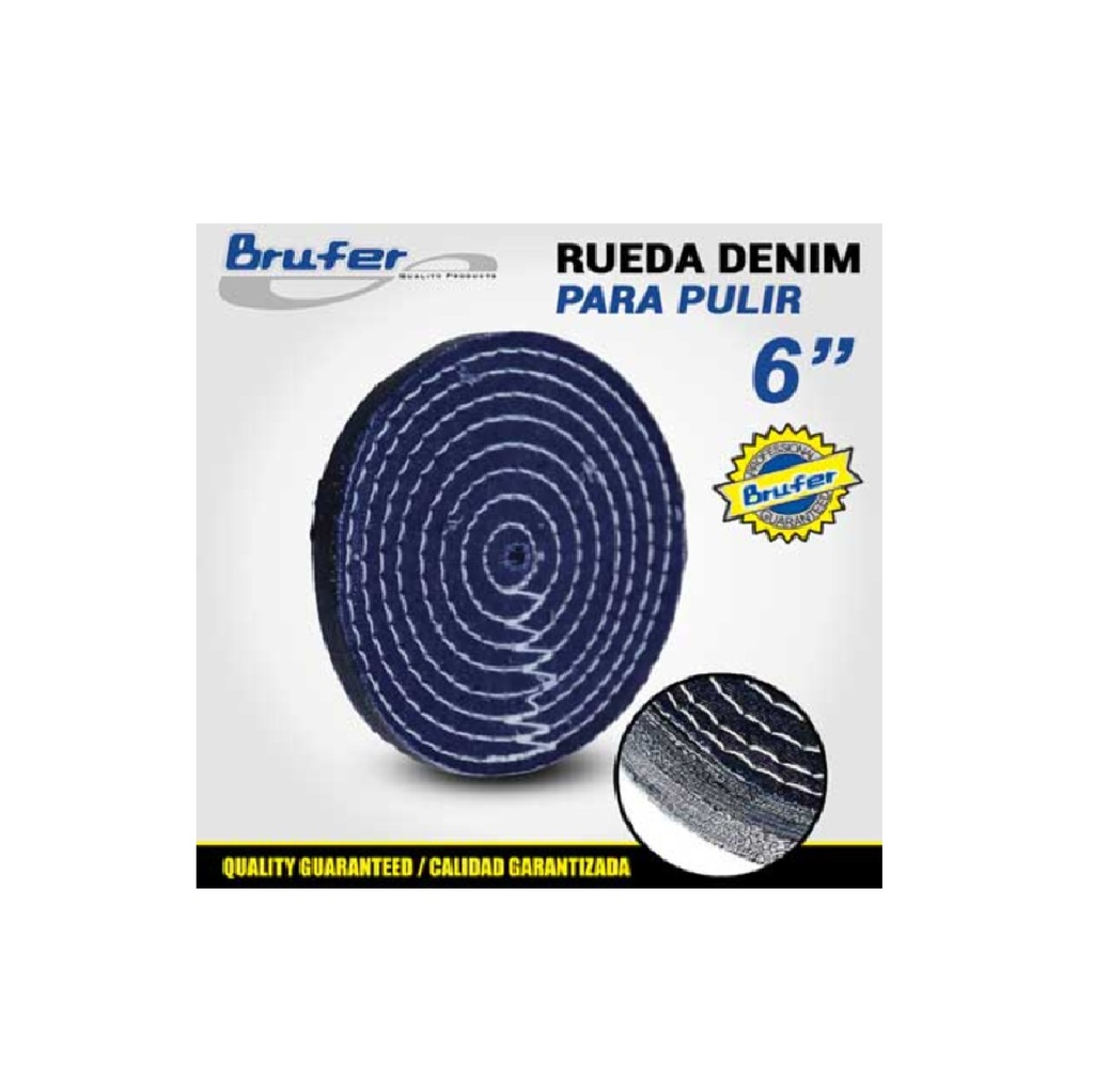 RUEDA DE DENIM (DISCO JEAN ) PARA PULIR 6" X 50 HOJAS REF. 491004 MARCA BRUFER