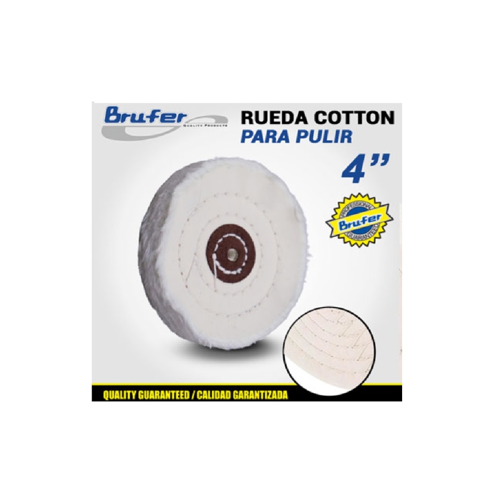 RUEDA DE COTTON ( DISCO ALGODON ) PARA PULIR 4" X 50 HOJAS REF. 491005 MARCA BRUFER