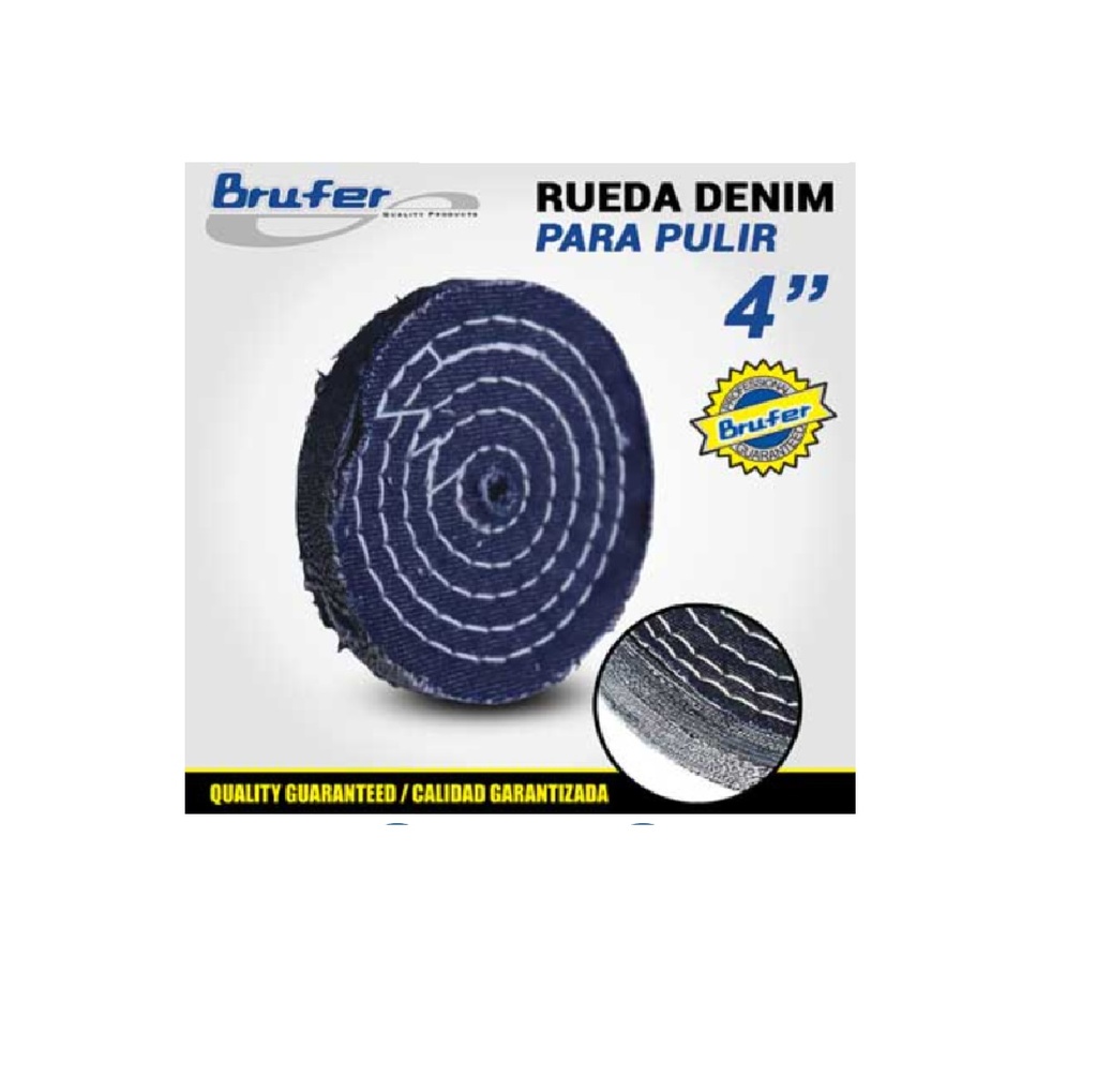 RUEDA DE DENIM ( DISCO JEAN ) PARA PULIR 4" X 50 HOJAS REF. 491006 MARCA BRUFER