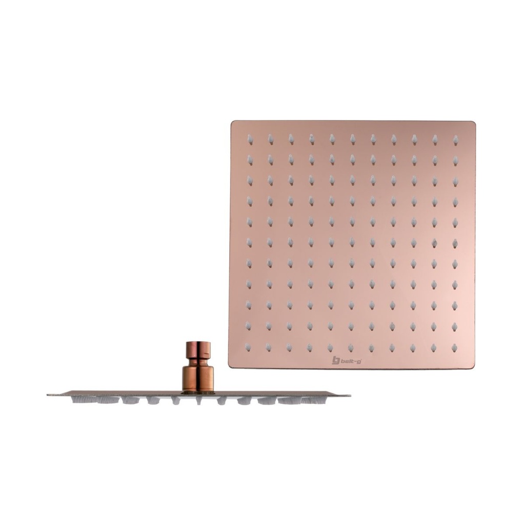 REGADERA ANTICALCAREA 10" ULTRA PLANA CUADRADA SIN BRAZO ROSE GOLD GRI-1026 MARCA BELT-G