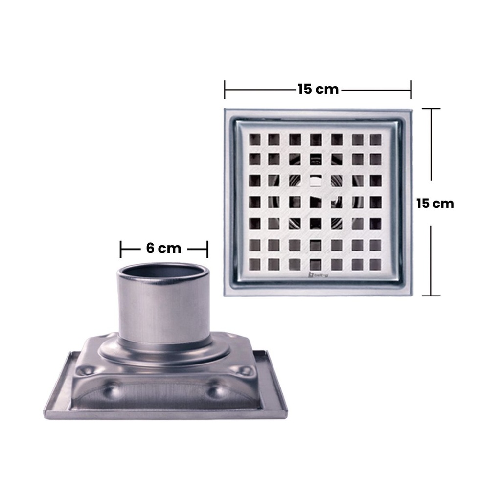 REJILLA ACERO INOX. ANTICUCARACHA 15CM PARA TUBO 3" CUADRADA REF. GRI-0879 MARCA BELT-G