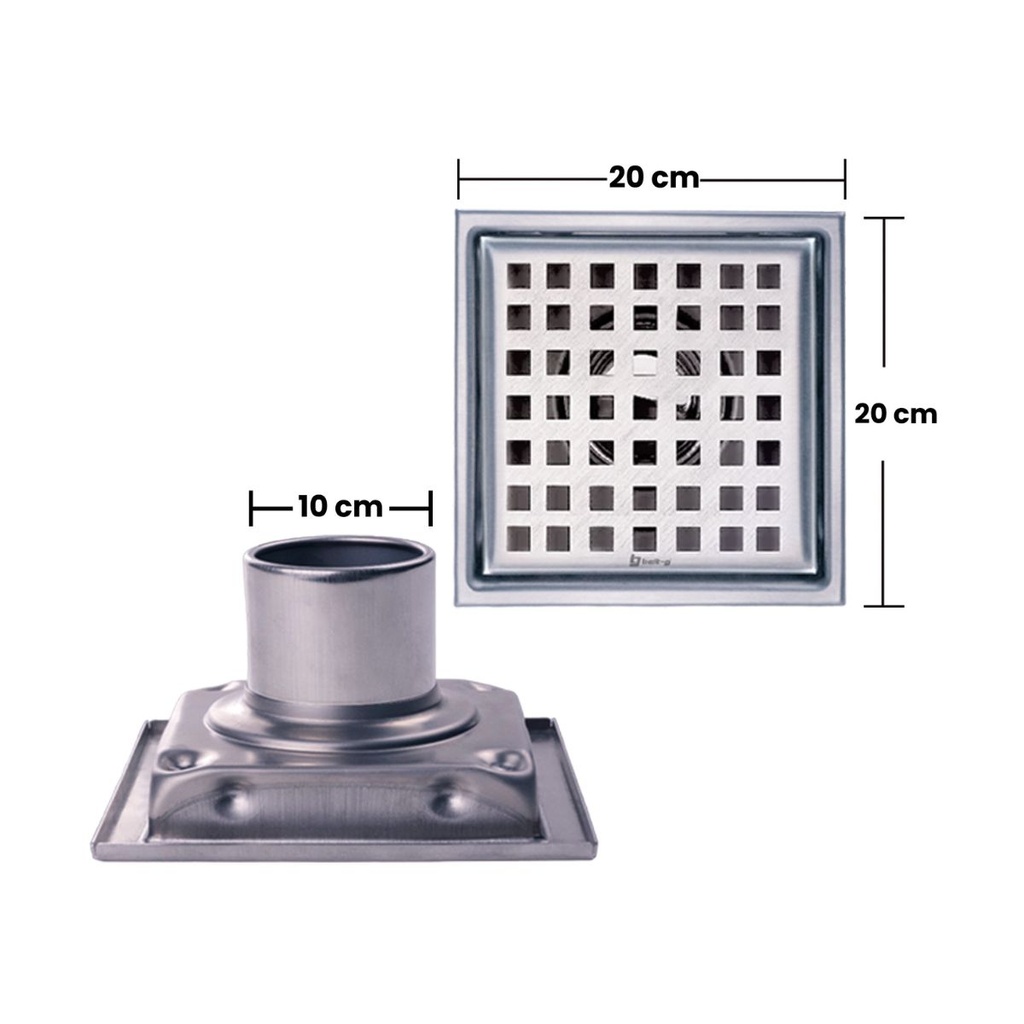 REJILLA ACERO INOX. ANTICUCARACHA 20CM PARA TUBO 4" CUADRADA REF. GRI-0880 MARCA BELT-G