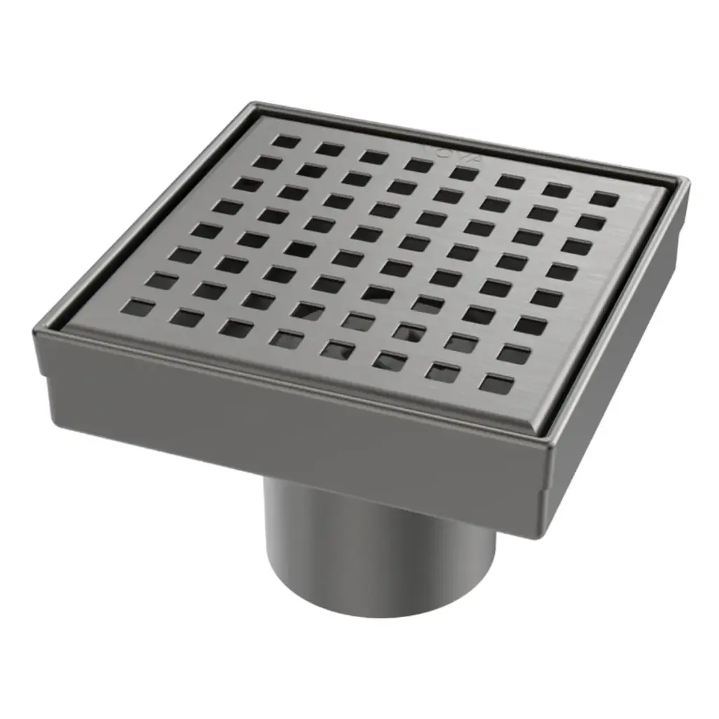 REJILLA CUADRADA / DESAGUE 10 CM SERIE SQUARE DOTS (PERFORADA) ACERO INOX ANTHRAC / GRIS MARCA NOVA