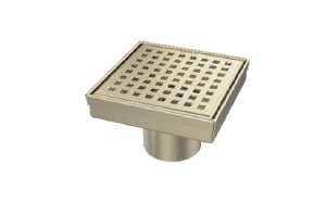 REJILLA CUADRADA / DESAGUE 10 CM SERIE SQUARE DOTS (PERFORADA) ACERO INOX D´OR / DORADO MARCA NOVA