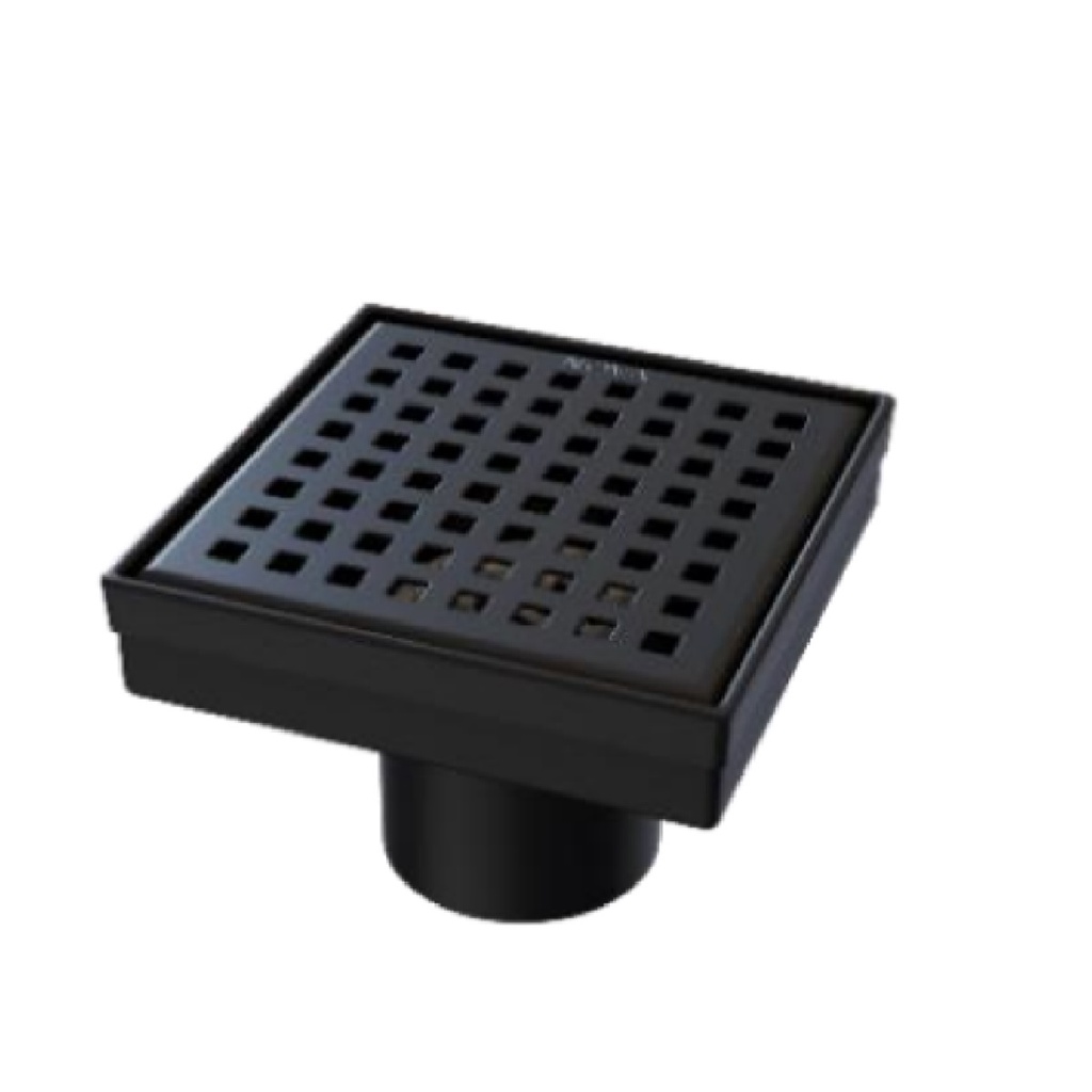 REJILLA CUADRADA / DESAGUE 10 CM SERIE SQUARE DOTTS (PERFORADA) ACERO INOX NOIR / NEGRO MARCA NOVA