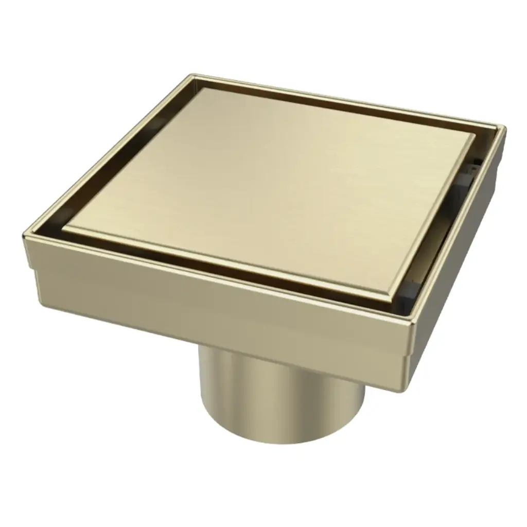 REJILLA CUADRADA / DESAGUE 10 CM SERIE SQUARE UNSEEN FLAT ACERO INOX D´OR / DORADO MARCA NOVA