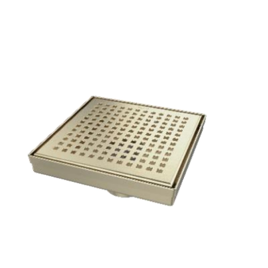 REJILLA CUADRADA / DESAGUE 15 CM SERIE SQUARE DOTTS (PERFORADA) ACERO INOX D´OR / DORADO MARCA NOVA
