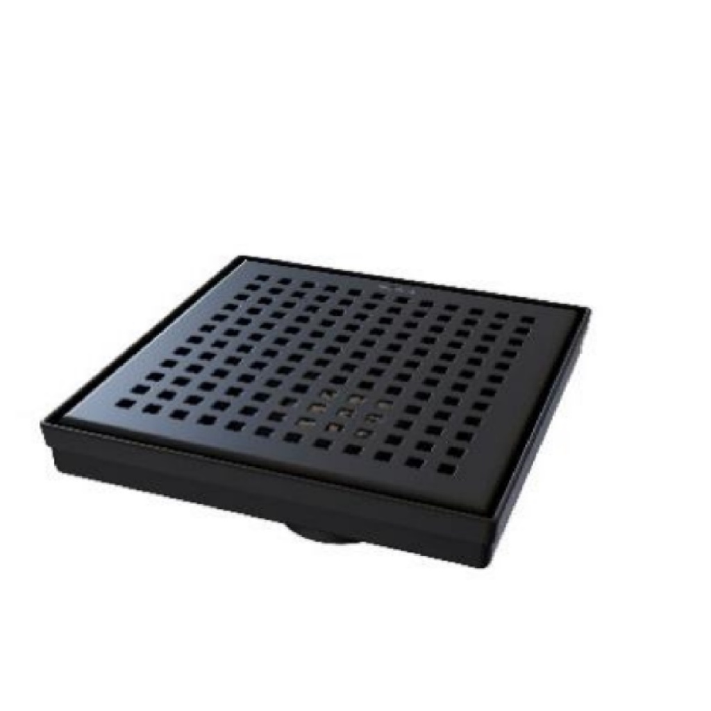REJILLA CUADRADA / DESAGUE 15 CM SERIE SQUARE DOTTS VERT (PERFORADA) ACERO INOX NOIR / NEGRO NOVA