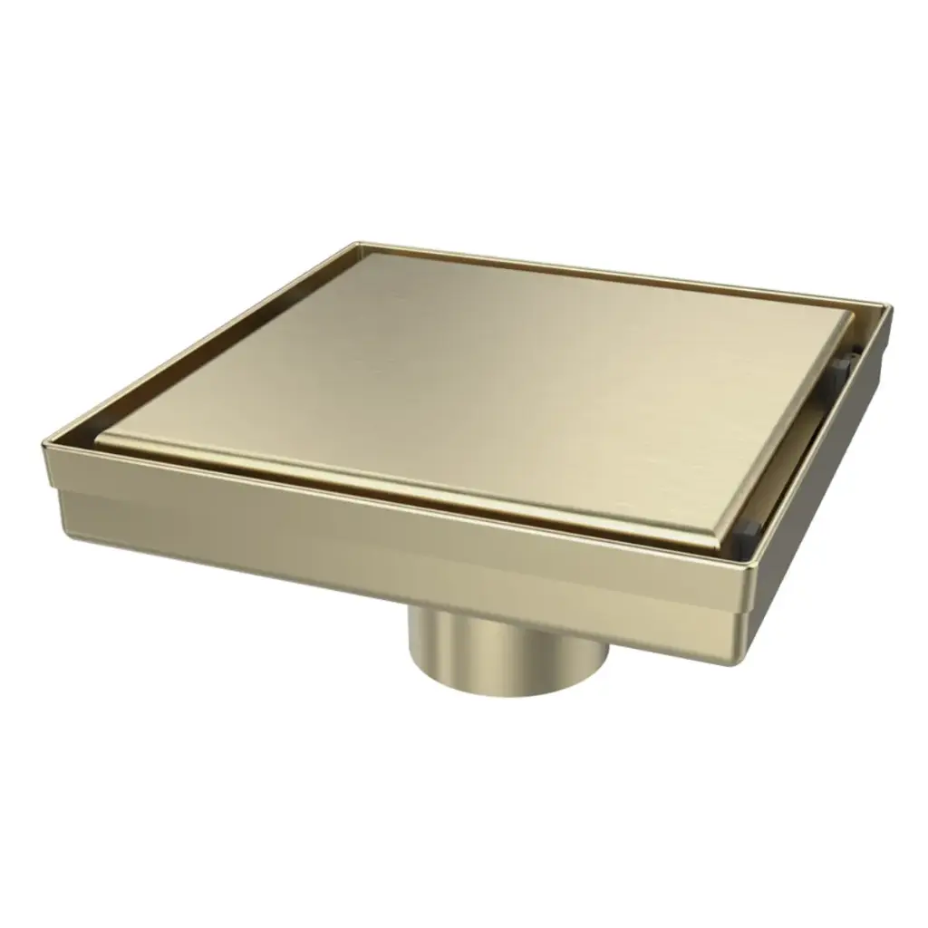 REJILLA CUADRADA / DESAGUE 15 CM SERIE SQUARE UNSEEN FLAT ACERO INOX D´OR / DORADO MARCA NOVA