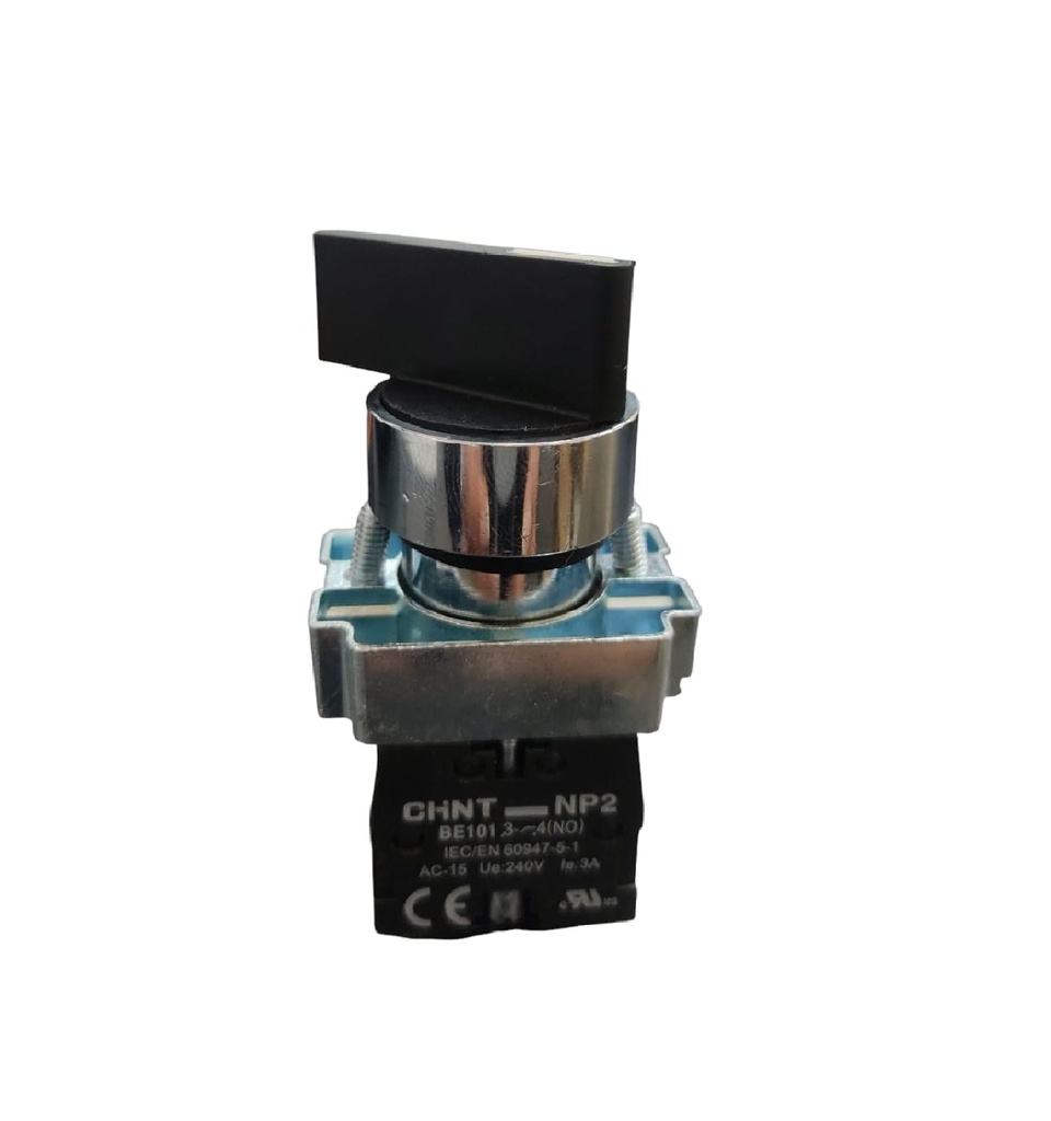 SELECTOR DE CONTROL 2 POSICIONES METALICO 4 NO 3A - 240V REF. NP2-BE101.3 COD. 20800140 MARCA CHINT