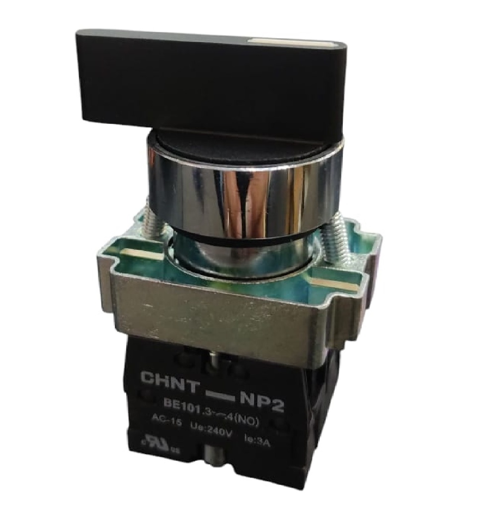 SELECTOR DE CONTROL 3 POSICIONES METALICO 4 NO 3A - 240V REF. NP2-BE101.3 COD. 20800150 MARCA CHINT