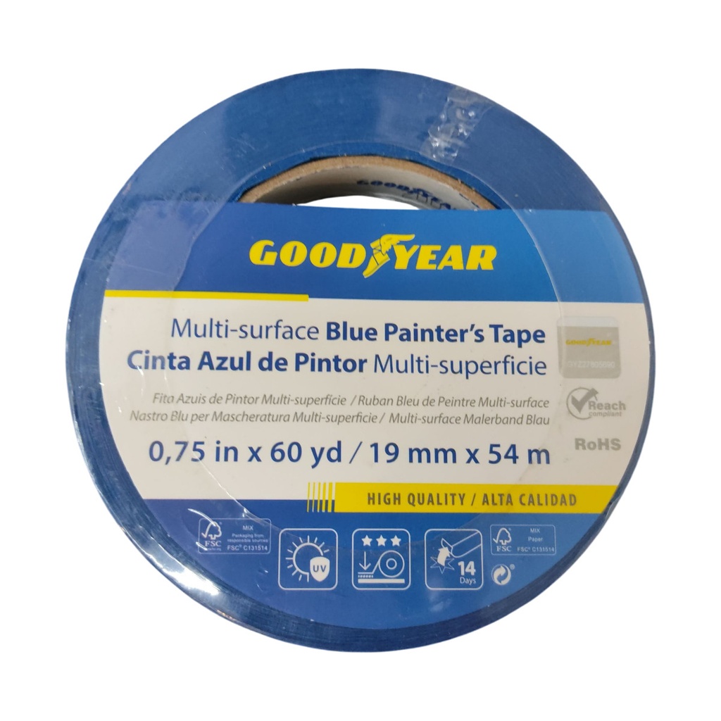 TIRRO O CINTA DE ENMASCARAR DE 0.75"  X 54 MTS AZUL DE PINT. REF. GY0560HPT / 386365 MARCA GOOD YEAR