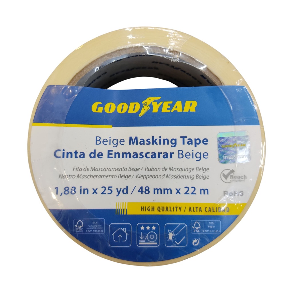 TIRRO O CINTA DE ENMASCARAR DE 1.88"  X 22 MTS MASKING TAPE REF. GY7225HMT / 386525 MARCA GOOD YEAR