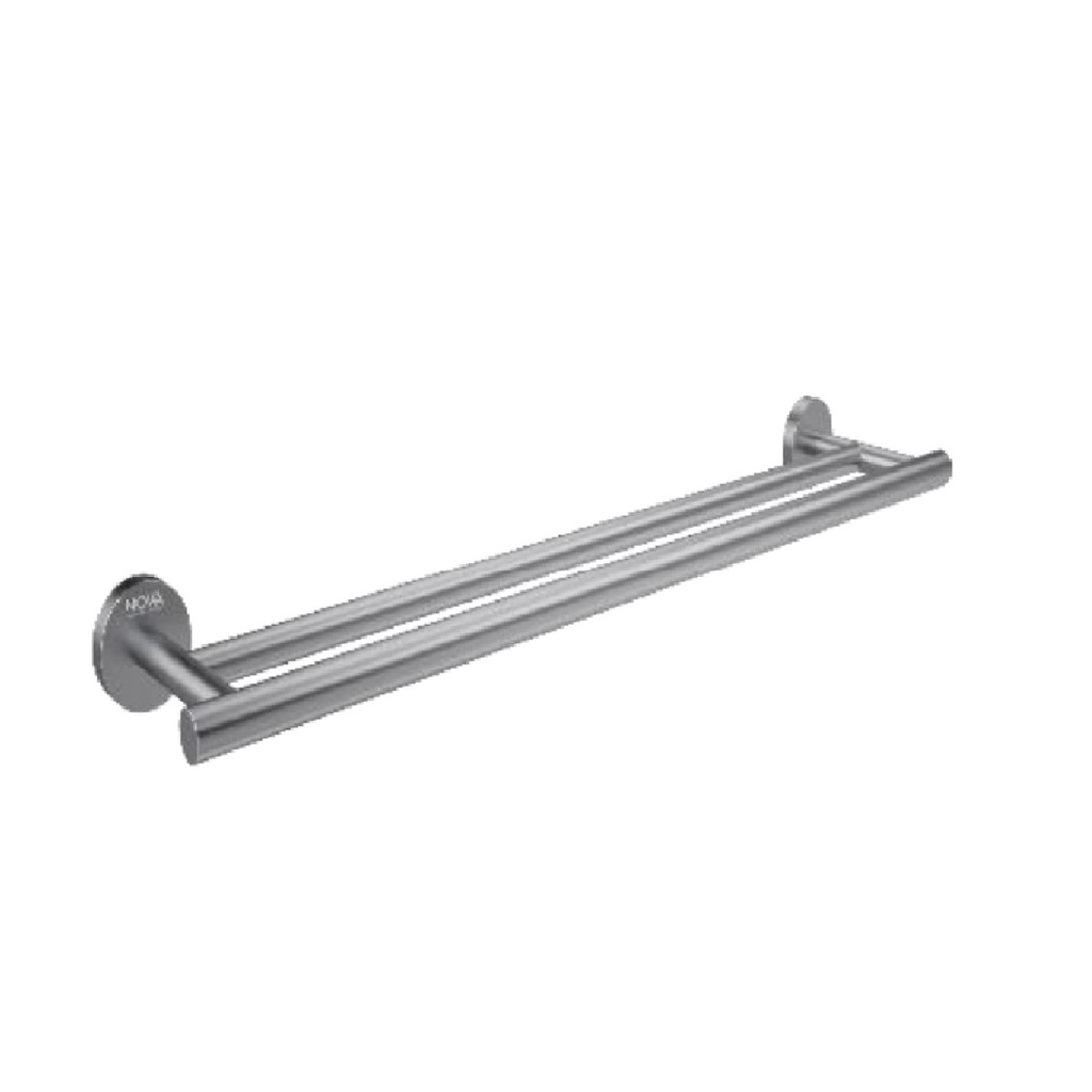 TOALLERO DE BARRA ACERO INOXIDABLE 60 CM DOBLE SERIE TEMPO BRUSHED RAD / GRIS REF. NVACC7614 NOVA