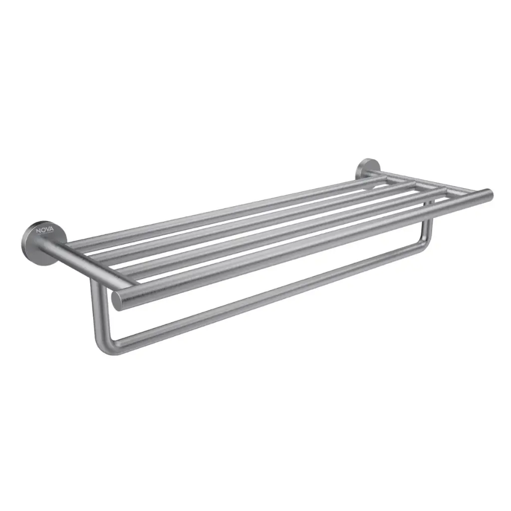 TOALLERO DE BARRA ACERO INOX. 60 CM TIPO HOTEL SERIE TEMPO BRUSHED RAD / GRIS REF. NVACC7615 NOVA
