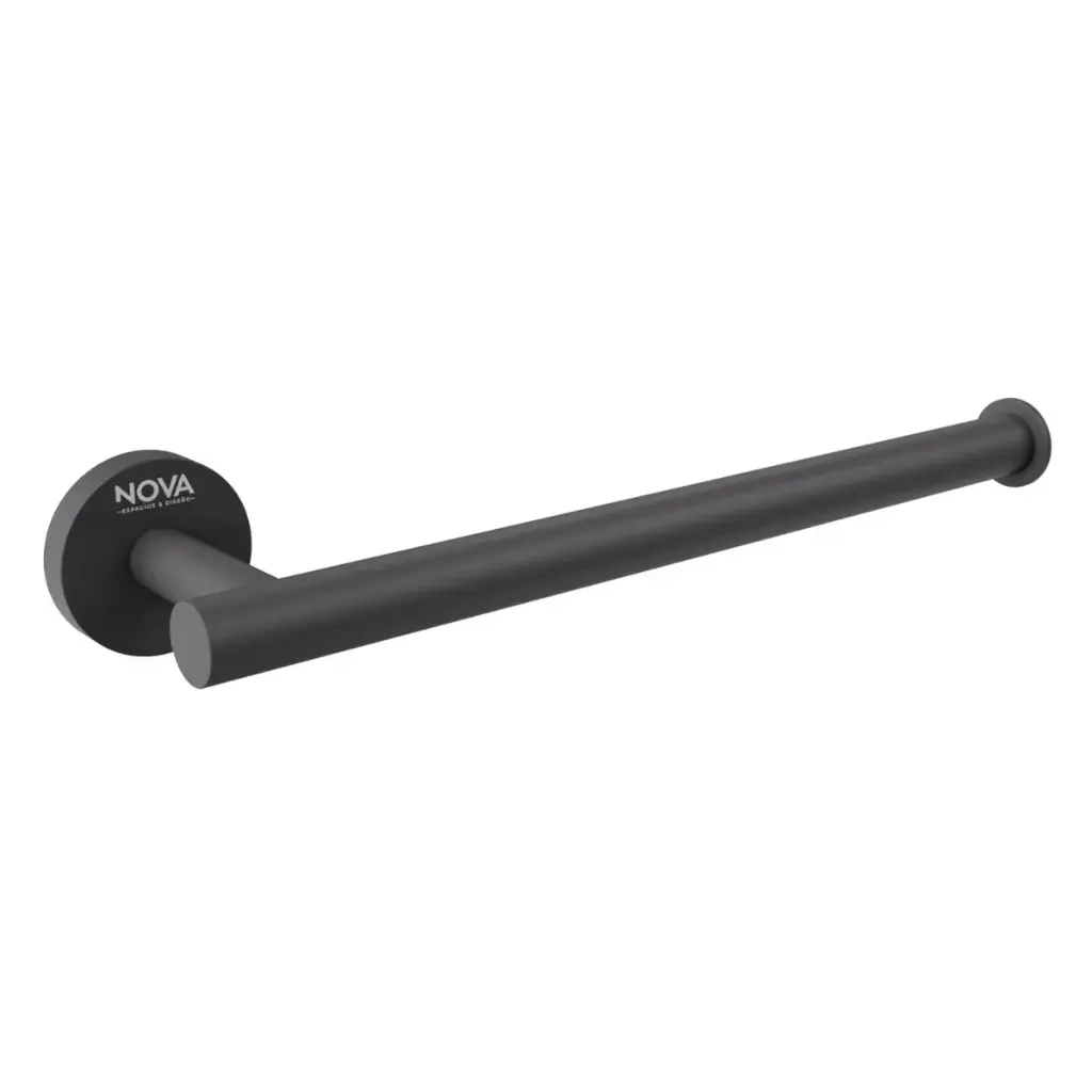 TOALLERO DE BARRA ACERO INOXIDABLE 28 CM ANILLA SERIE TEMPO NOIR / NEGRO MATE REF. NVACC7622 NOVA