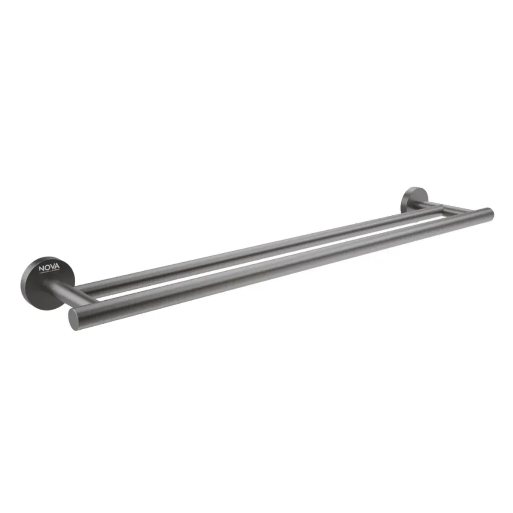 TOALLERO DE BARRA ACERO INOXIDABLE 60 CM DOBLE SERIE TEMPO ANTHRACITE RAD / GRIS REF. NVACC7634 NOVA