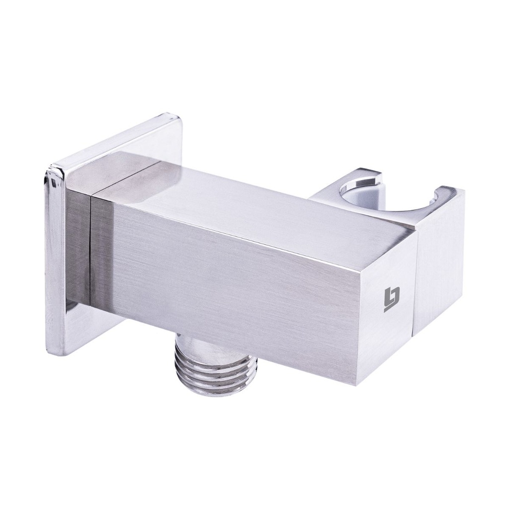 TOMA DE AGUA CUADRADA CON SOPORTE P/ DUCHA TELEFONO BRUSHED / CEPILLADO / SATINADO GRI-1021 MARCA BELT-G