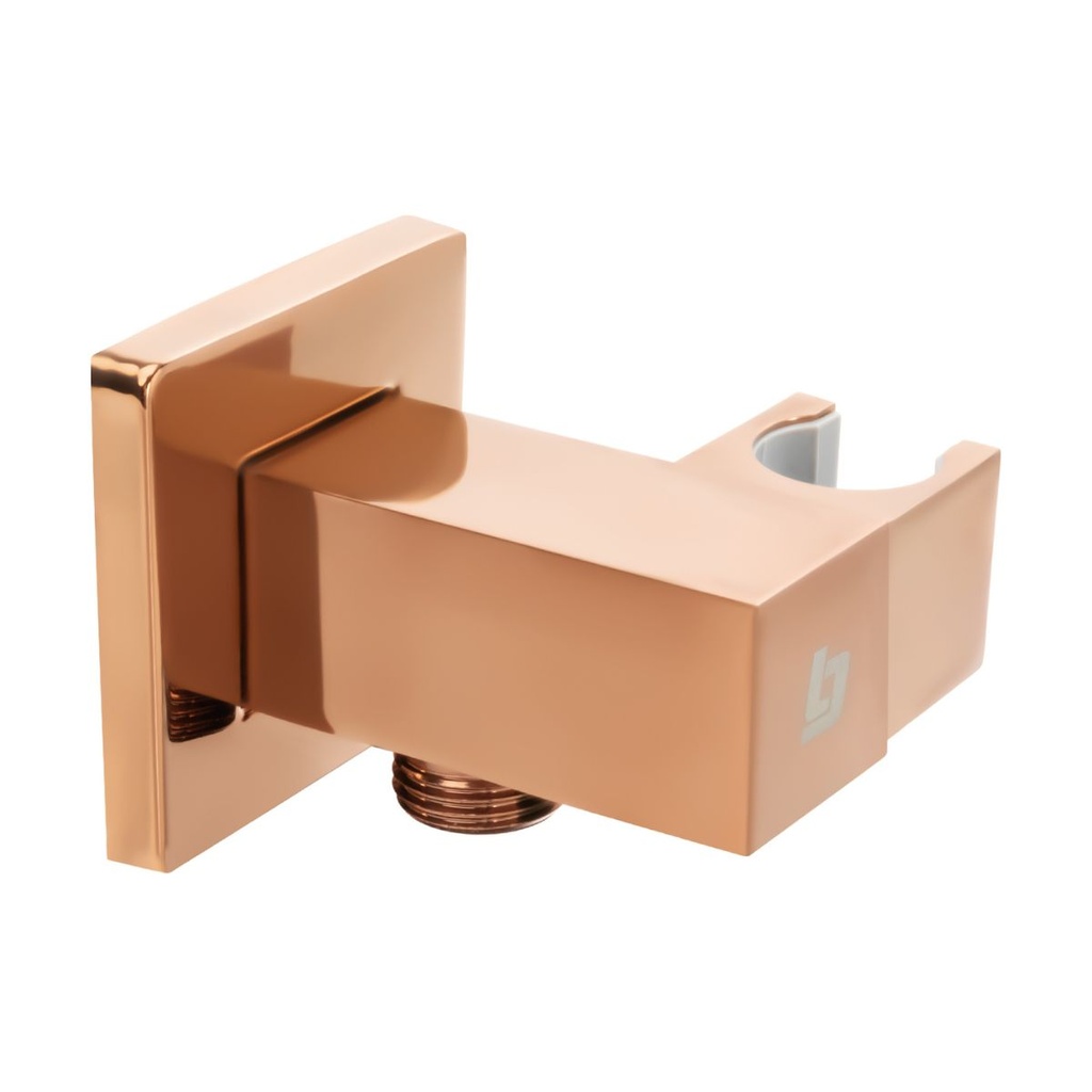 TOMA DE AGUA CUADRADA CON SOPORTE P/ DUCHA TELEFONO ROSE GOLD GRI-1040 MARCA BELT-G