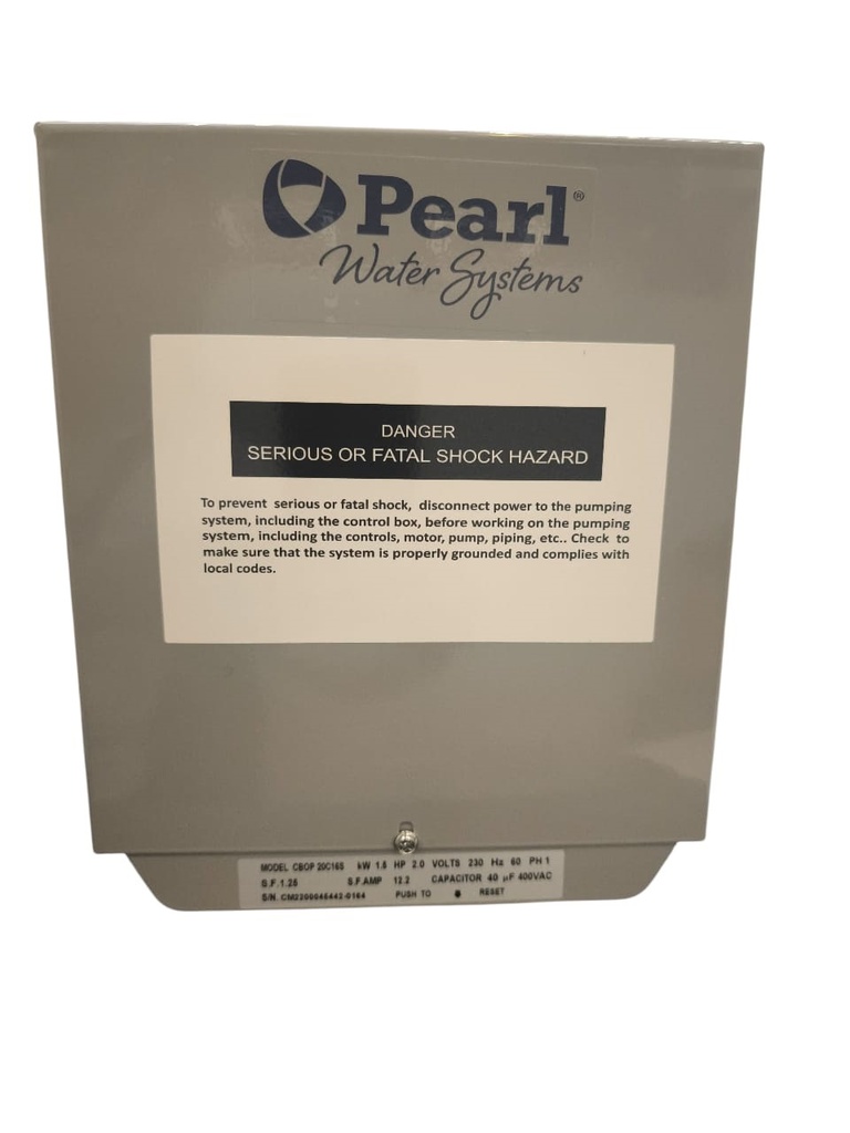 CAJA DE CONTROL / CAJA ARRANCADORA P/ MOTOR ELECTRIC. 2 HP 220V MONOFASICO REF. CBP20C16SS PEARL