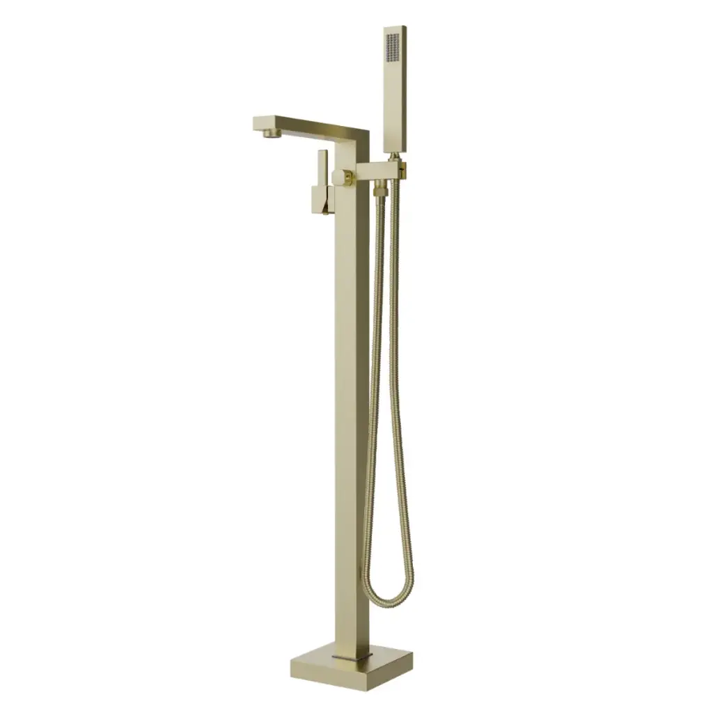 GRIFERIA DE PISO / PIE MONOMANDO PARA BAÑERA MOD. KUBE D`OR ORO REF. NVGRI9832 MARCA NOVA