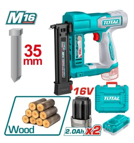 PISTOLA DE CLAVOS INALAMBRICA 16 V T/ CLAVO F15-F35  C/ MALETIN (2BAT+1CARG+CLA+BOQ.) REF UTCBNLI2038 / 802715 MARCA TOTAL TOOLS