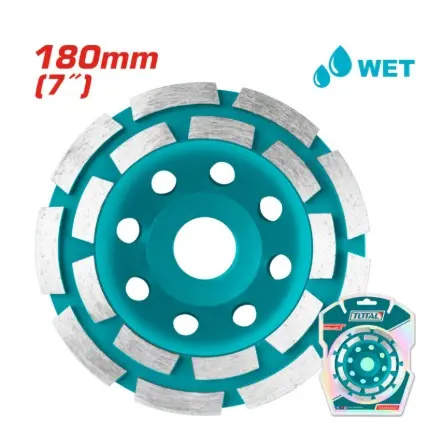 DISCO COPA DIAMANTE 7" X 7/8" DOBLE SEGMENTADO P/ CONCRETO MOD. TAC2421801 REF. 189704 MARCA TOTAL TOOLS