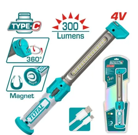 LAMPARA DE TRABAJO PORTATIL LED RECAR. 4 V 3.5 W 300 LM MAGNETICA REF. TWLI043006 / 805297 MARCA TOTAL TOOLS