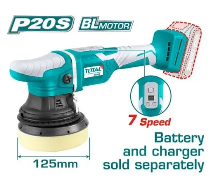 PULIDORA ANGULAR INALAMBRICA 20 V 2000-4800 RPM PLATO 125MM S/BAT. NI CARG. REF. TAPLI2002 MARCA TOTAL TOOLS