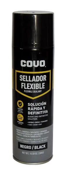 SELLADOR FLEXIBLE EN SPRAY NEGRO 300 G P/ GOT-GRIET-FILTR. REF. CV-SA450ML-BK / 9232 MARCA COVO