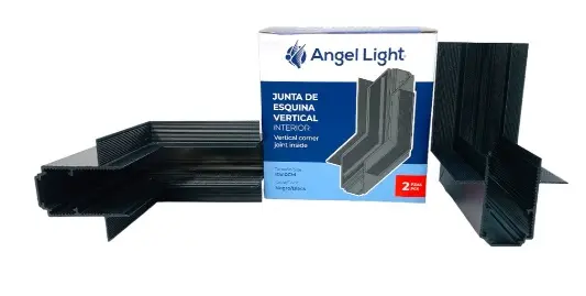 JUNTA DE ESQUINA VERTICAL INTERIOR P/ RIEL MAGNETICO 48 V TIPO L  10 X 10 CM 2 PZAS C/ NEGRO REF.  AL-MR-LATIN / 11685 ANGEL LIGHT