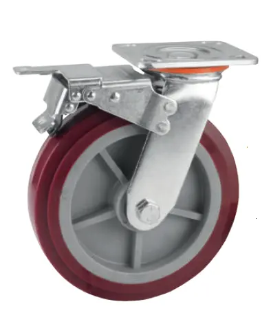 RUEDA GIRATORIA CON FRENO ( INDUSTRIAL ) TAMAÑO 125 MM - 5" CARGA MAX 240 KG MATERIAL PP +PU REF. 62943 TOLSEN 