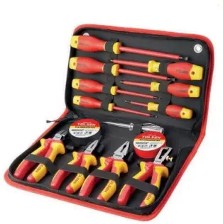JUEGO DE HERRAMIENTAS MANUALES AISLADAS 14 PZAS C/ ESTUCHE REF. V80114 MARCA TOLSEN
