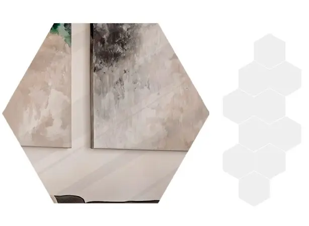 SET ESPEJO DE BAÑO GEXAGONAL AUTOADHESIVO 18 X 21 CM 10 PIEZAS REF. 00401226 MARCA PIERROT