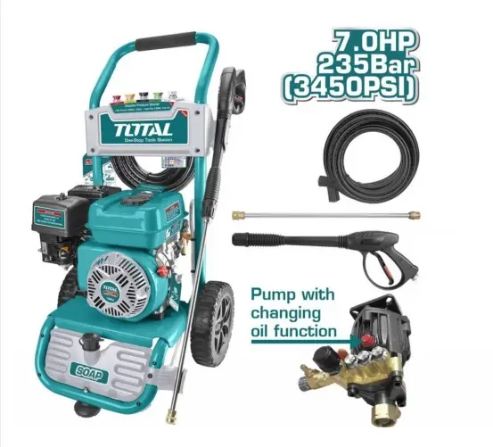 HIDROLAVADORA / HIDROJET A GASOLINA 3450 PSI 7 HP C/RUEDAS + PISTOLA 9.50 L/MIN REF. TGT250206 MARCA TOTAL TOOLS