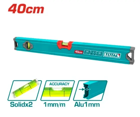 NIVEL DE BURBUJA 40 CM X 1 MM 2 AGUAS REF. TMT24036 MARCA TOTAL TOOLS