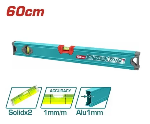 NIVEL DE BURBUJA 60 CM X 1 MM 2 AGUAS REF. TMT26036 MARCA TOTAL TOOLS