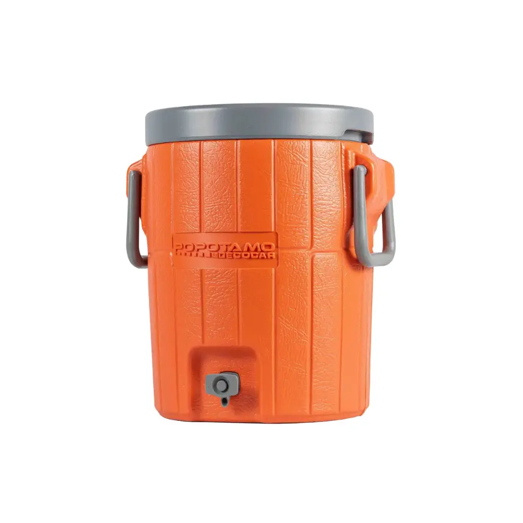 TERMO POPOTAMO PARA AGUA DE 15 LTS 40 CM X 35 CM COLOR NARANJA TAPA GRIS REF. PTE-TE15 /  DECOCAR 
