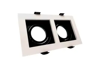 APLIQUE SPOT DOBLE CUADRADO DIRIGIBLE BLANCO - NEGRO PARA EMPOTRAR 2 DICROICO S/ BOM REF. AOE34 MARCA LUZAK