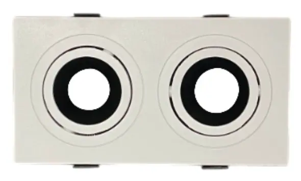 APLIQUE SPOT CUADRADO DIRIGIBLE BLANCO PARA EMPOTRAR 2 DICROICO S/ BOM REF. AOE21WH MARCA LUZAK