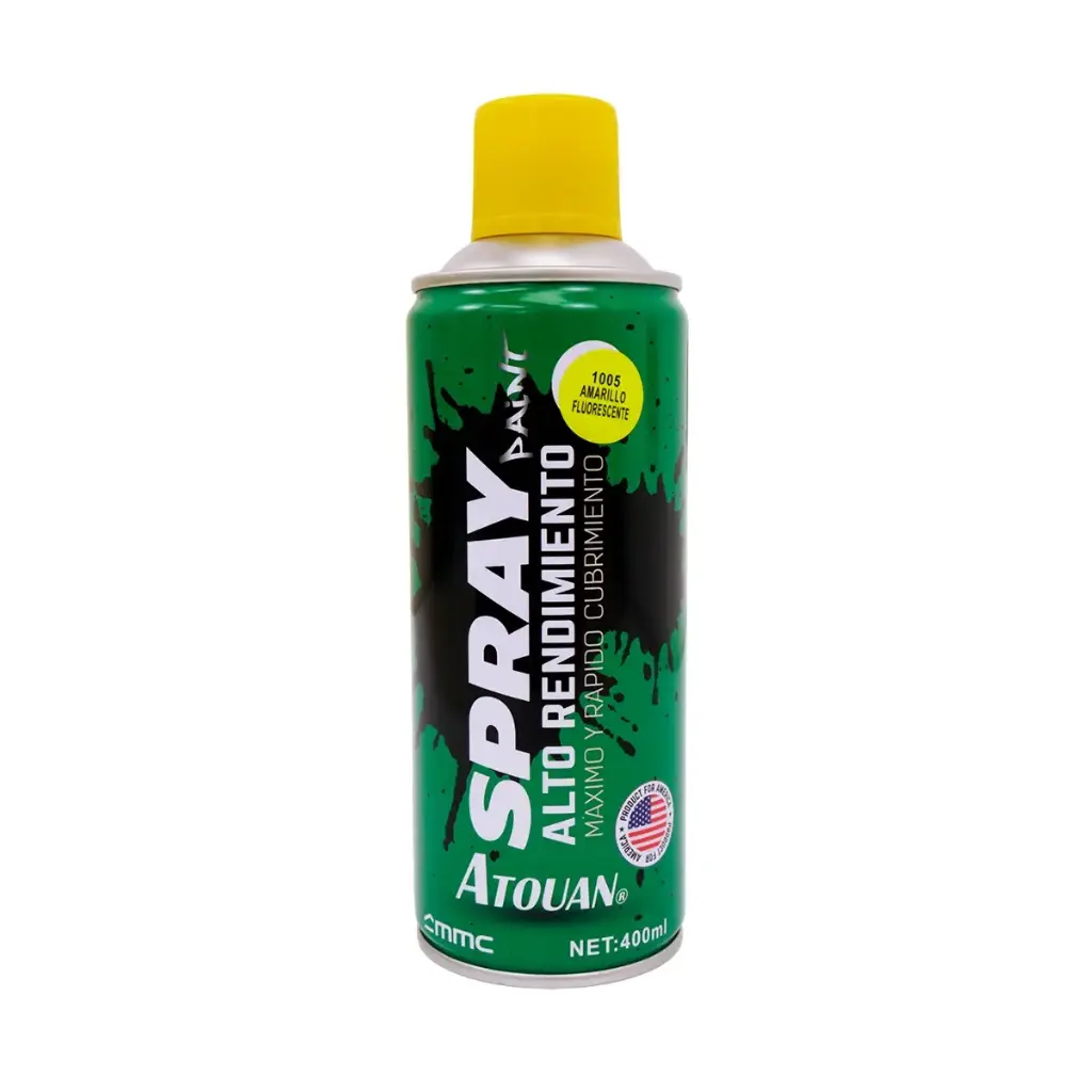 SPRAY AERESOL ESMALTE COLOR AMARILLO FLUORESCENTE DE 400 ML REF 1807080 / 670135 / 1005 MARCA ATOUAN