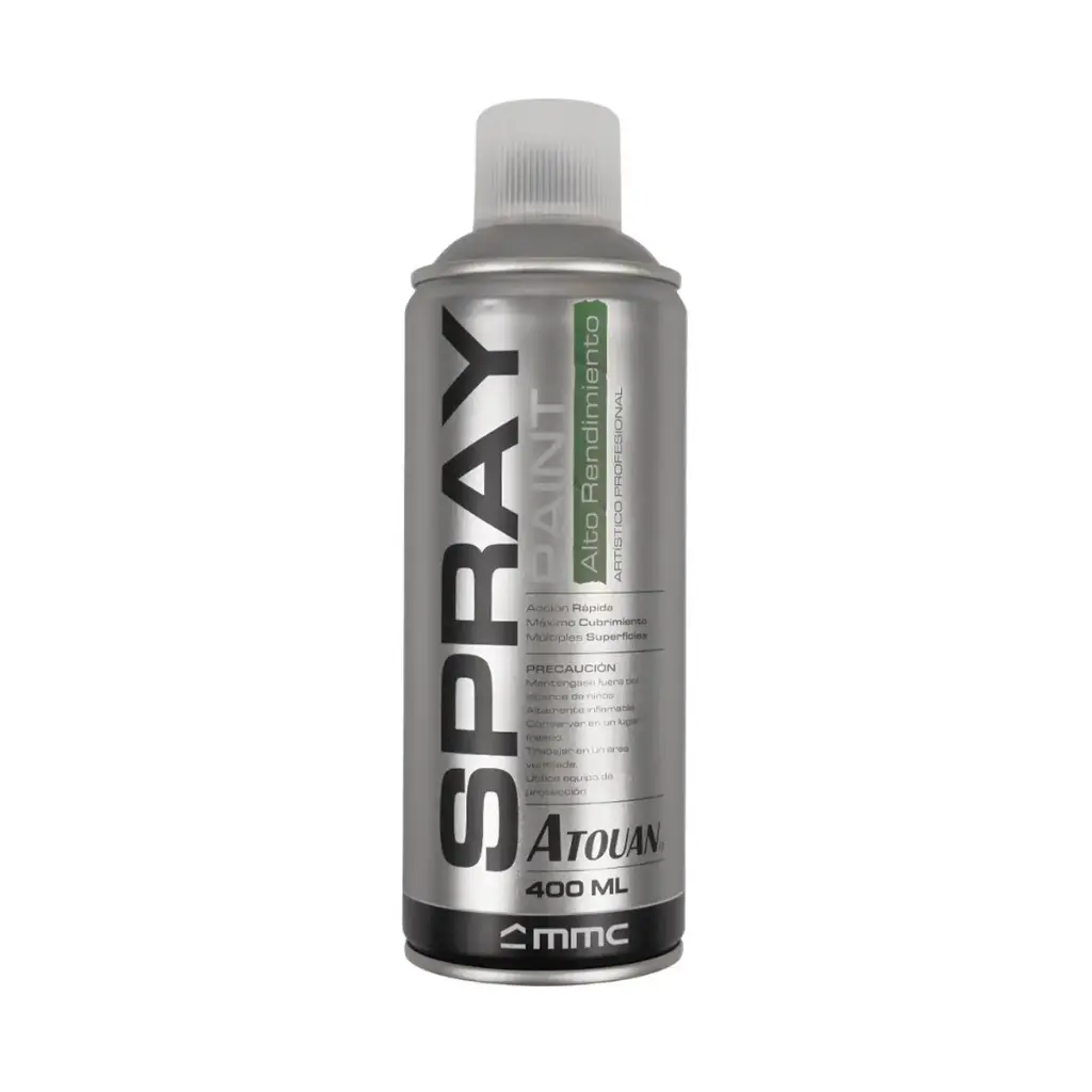 SPRAY AERESOL ESMALTE COLOR PLATEADO BRILLANTE DE 400 ML REF 1807052 / 701042 MARCA ATOUAN