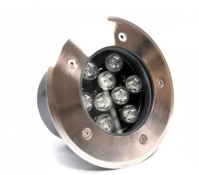 APLIQUE / LUMINARIA REDONDA PISO 9W 4500K 85-265V IP65 P/ JARDIN PLATEADO REF AHY9W MARCA ILUMINAK