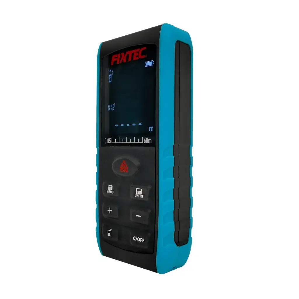 MEDIDOR / METRO LASER LUZ ROJA DE 60 MTS IP54 C/ CORREA Y BATERIA AAA REF. FHLMT60 / 4444225 / 1309010 MARCA FIXTEC