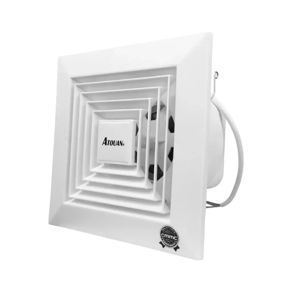 EXTRACTOR DE AIRE P/TECHO CUADRADO 10" 110V COLOR BLANCO DE PLASTICO REF. 1101054 / 671422 MARCA ATOUAN