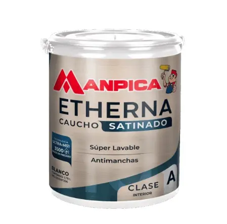 PINTURA DE CAUCHO ETHERNA SATINADO CLASE A BLANCO 04 GL ( TOBO ) REF. CSA-100-40 MARCA MANPICA