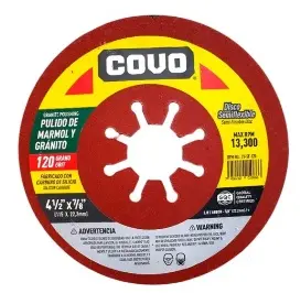 DISCO DE LIJA (FLAP DISC) DE 4 1/2" X 7/8" 13.300 RPM GRANO 120 P/ GRANITO Y MARMOL REF. CV-SF-120 / 13227 MARCA COVO
